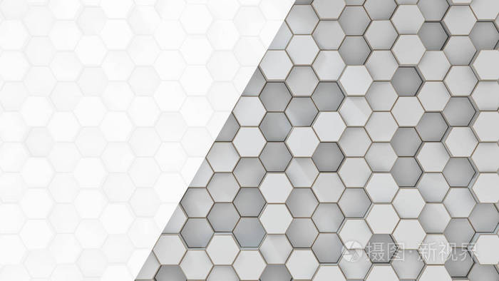 照片 一套白色金属六边形.创意蜂窝几何结构.细胞元素的技术模式.