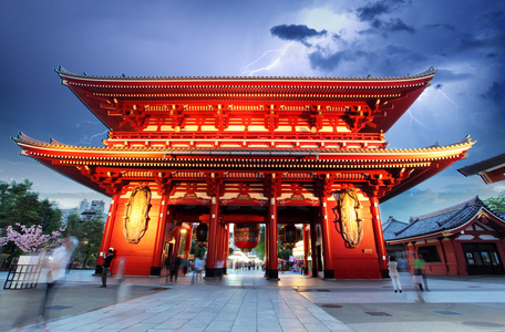寺院般若浅草寺吉红日本的寺院,在浅草,东京,日本照片