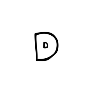 线条画卡通字母 d