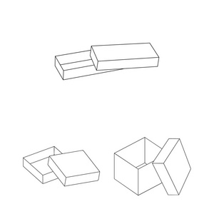 设置集合中用于设计的不同框轮廓图标。包装盒矢量符号股票网页插图