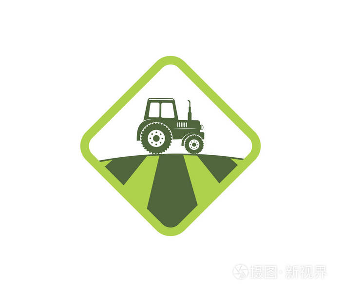 拖拉机农用场工具矢量图标徽标设计模板