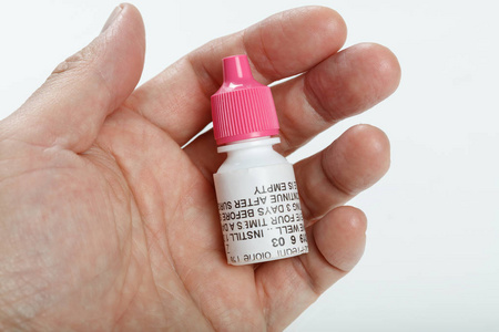 抗生素瓶粉红色瓶盖眼药水瓶, 抗生素处方药照片