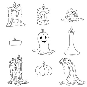 画雕刻复古插图黑白铅笔和墨水彩手画新年快乐图案一支蜡烛和一朵玫瑰