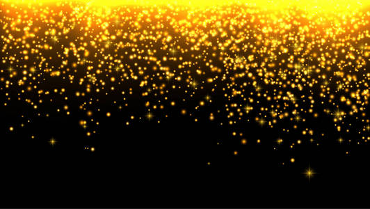 落下来的星星。黑色背景上的金色闪光纹理。向量例证 eps10