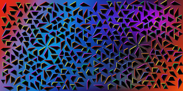 彩色背景下黑色三角形的暗色矢量。三角形抽象纹理的明亮矢量图解。图案三角形玻璃砖设计横幅, 海报, 封面
