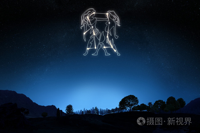 黄道十二宫签署双子星和符号的轮廓照片 正版商用图片08a8qd 摄图新视界
