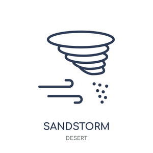 沙尘暴线性标志设计从沙漠汇集.