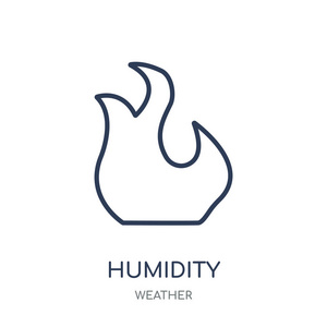 湿度图标。湿度线性符号设计从天气收集。简单的大纲元素向量例证在白色背景