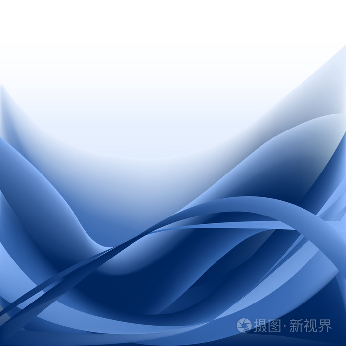 蓝色波浪抽象背景白色背景上