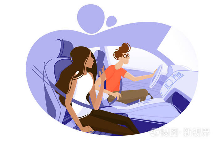 开车的男人和女孩