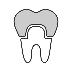 白色背景上的牙科皇冠颜色图标