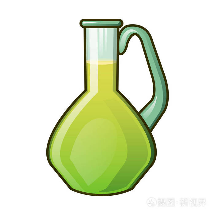 橄榄油玻璃罐子图标, 卡通风格