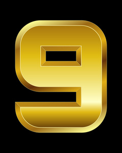 矩形斜面的金色字体,数字 9照片