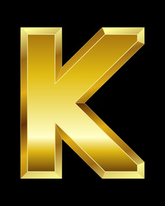 矩形斜面的金色字体,字母 k照片