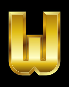 斜面的字母表矩形斜面的金色字体,字母 w照片