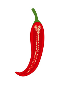半红色辣椒向量例证在白色后面被隔绝了