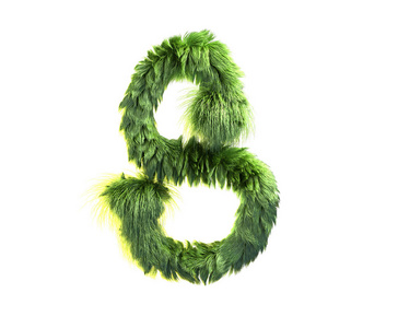 在白色背景上隔离的毛茸茸字体.3d 头发图标或大写字母 s照片