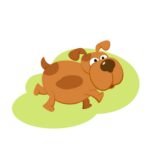 绿色背景的快乐棕色狗, 插图