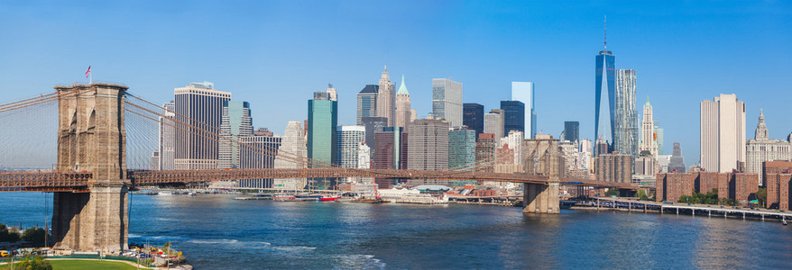 布鲁克林大桥和纽约的市中心天际线