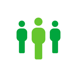 一群人雇员或团队合作图标在白色背景上隔离的平面矢量插图