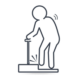 老人绊倒在地板上的图标.医疗标志简单线图标图示照片