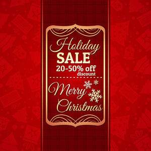 红色圣诞背景和销售提供标签矢量