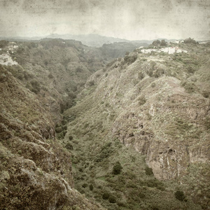 质感旧纸张背景与格兰加那利岛景观