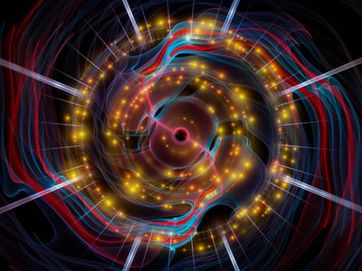 波函数系列。彩色正弦振动, 光和分形元素的组成, 适合作为一个背景的声音均衡器, 音乐频谱和量子概率项目