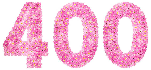 阿拉伯语数字 400, 400, 从粉红色忘记-我-不是花, 孤立的白色背景