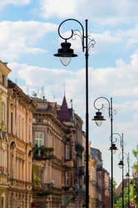 城市灯笼在欧洲城市的街道样式