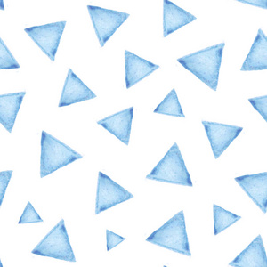 白色背景上带有蓝色三角形的无缝图案