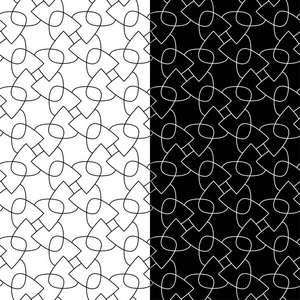 黑白相间的几何图案。一套无缝模式的网络, 纺织品和墙纸