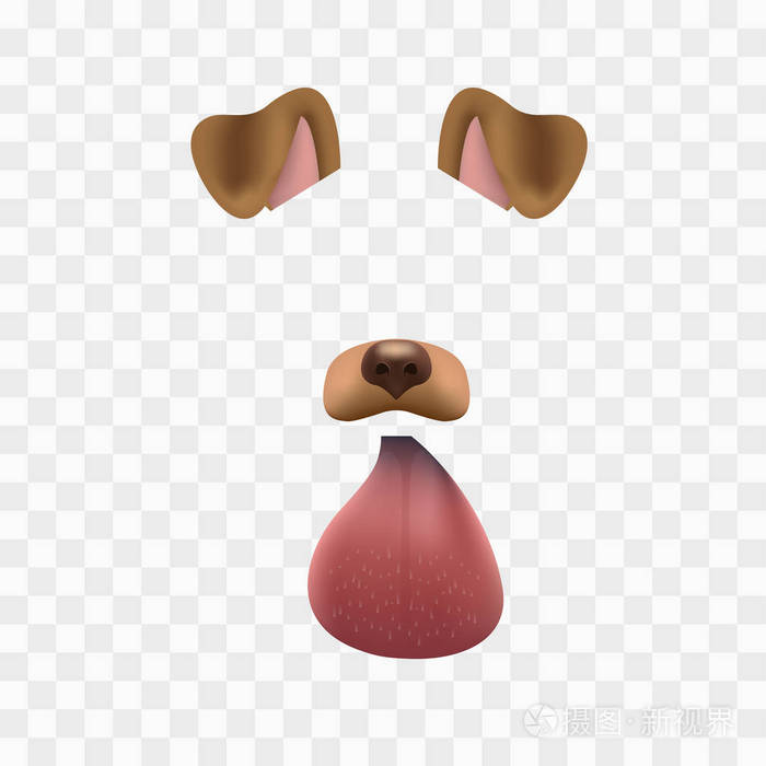 狗面罩的视频聊天隔离在格子背景.动物字符耳朵和鼻子.3d.