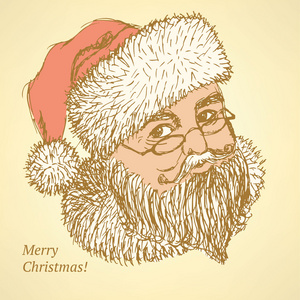 素描中的复古风格的圣诞老人