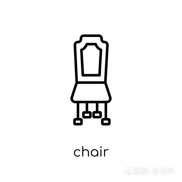 椅子图标。时尚现代平面线性矢量椅子图标在白色背景从细线家具和家庭收藏, 概述向量例证