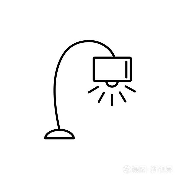 插画 现代落地灯的向量例证.立式灯具的线条图标.家庭和办公室照明.