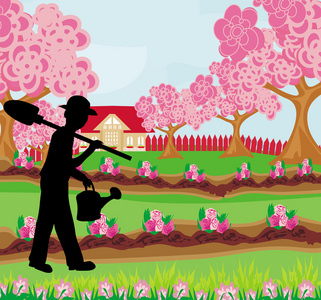 打发时间4种花卉无缝图案女孩种花.