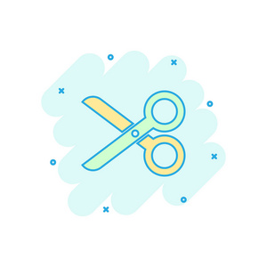 矢量卡通剪刀图标的漫画风格.剪刀标志插图象形文字.