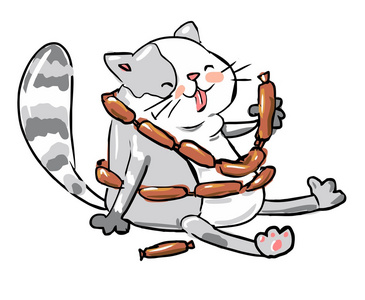 猫胡子图片卡通那只猫吃香肠照片