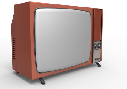 复古老便携式电视从80年代前梯度黄色背景