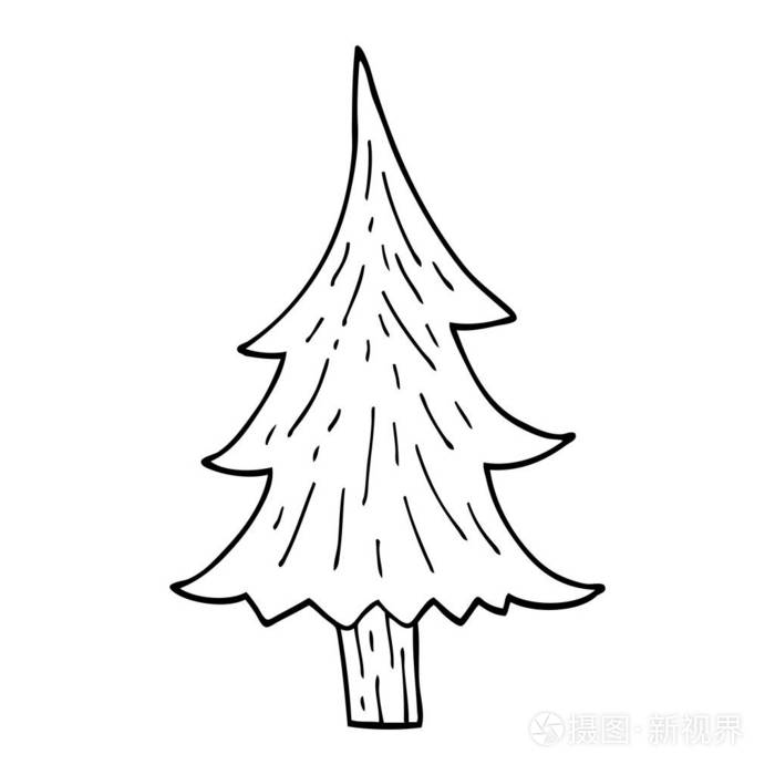 线条画动画片松树