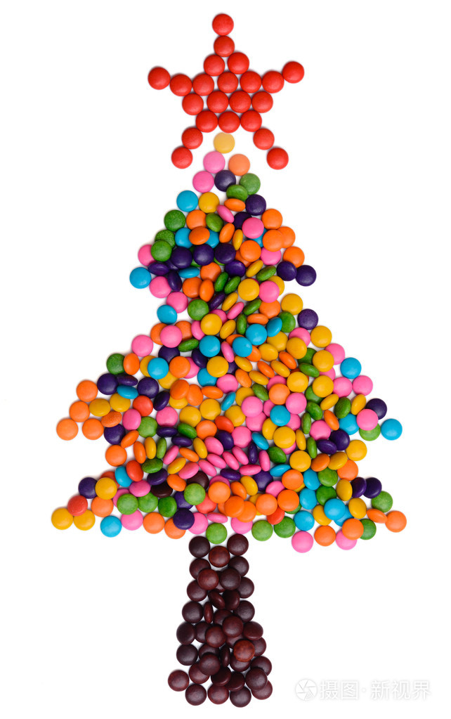 白色背景上的糖果圣诞树