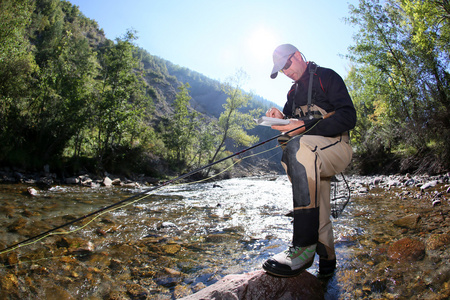 Flyfisherman 选择人工飞作为诱饵