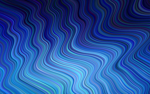 带灯形状的深蓝色矢量背景。闪光抽象插图与扭曲线条。背景纹理波浪图案
