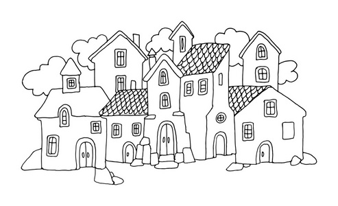 别墅泳池手绘图手绘图的房子照片