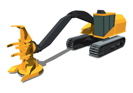 矿机动画图简约图标跟踪伐木聚束器前侧视图.伐木车.