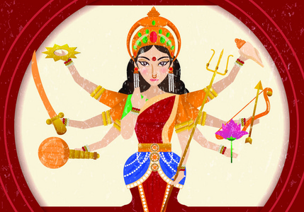 女神杜迦的插图与文本.