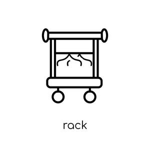 机架图标。时尚现代平面线性矢量机架图标在白色背景从细线家具和家庭收藏, 轮廓向量例证