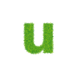 绿草字母 u 在白色背景。可以用作徽标或文本的一部分