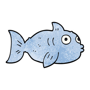 动画片涂鸦鱼在白色背景